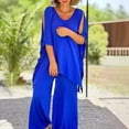 thumbnail image 3 of ZenCart Women's Loose Boho Two Piece Set Casual Pullover Short Sleeve Top Wide Leg Pants Set Oversized Summer Outfits, 3 of 8