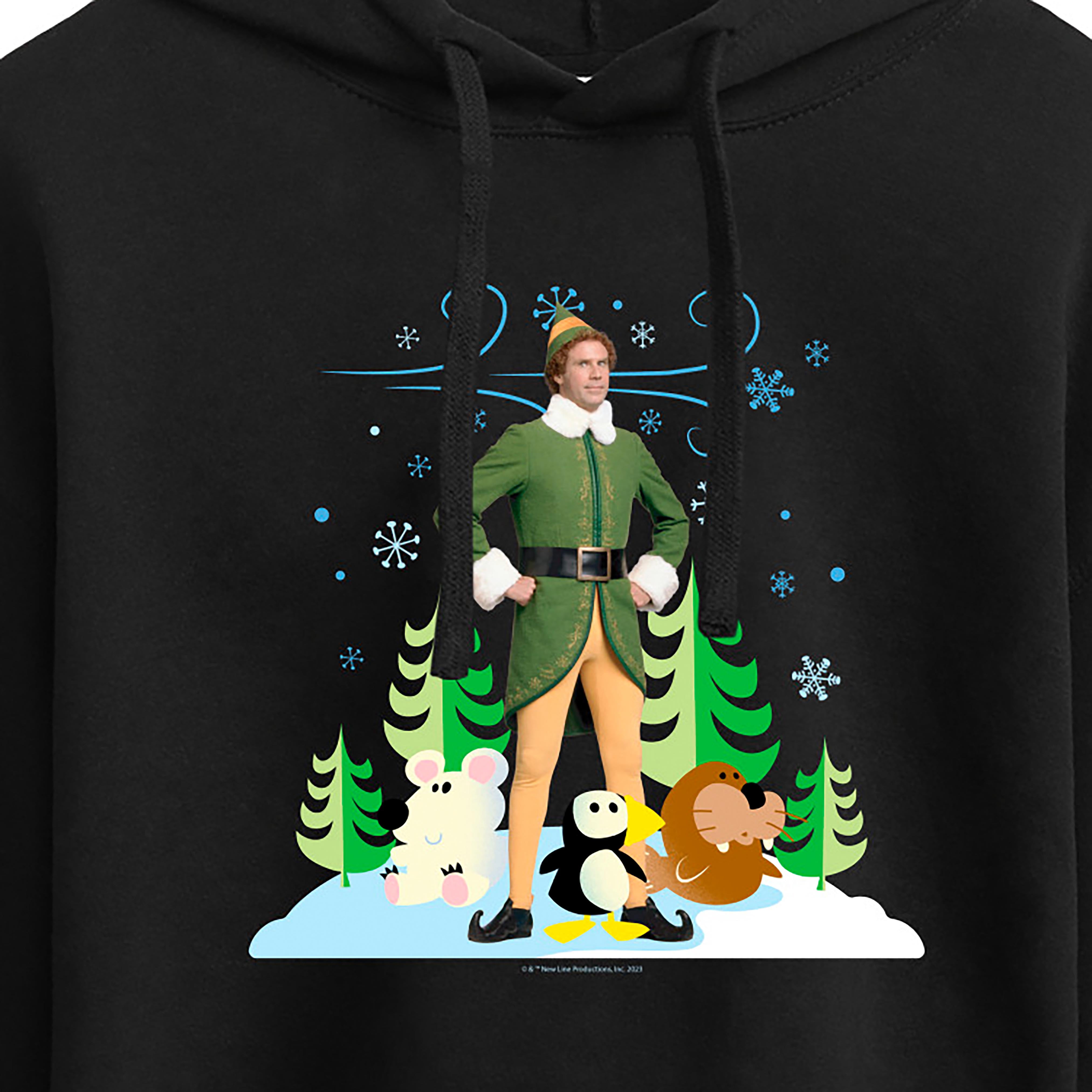 ELF - Christmas Buddy And Arctic Puppets - Juniors Cropped Pullover Hoodie