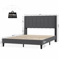 thumbnail image 4 of HA-EMORE Bed Frame with Headboard, Upholstered Bed Frame Queen Size with Tufted Headboard and Wingback, No Box Spring Needed, Easy Assembly, Strong Wood Slat Support, 4 of 9