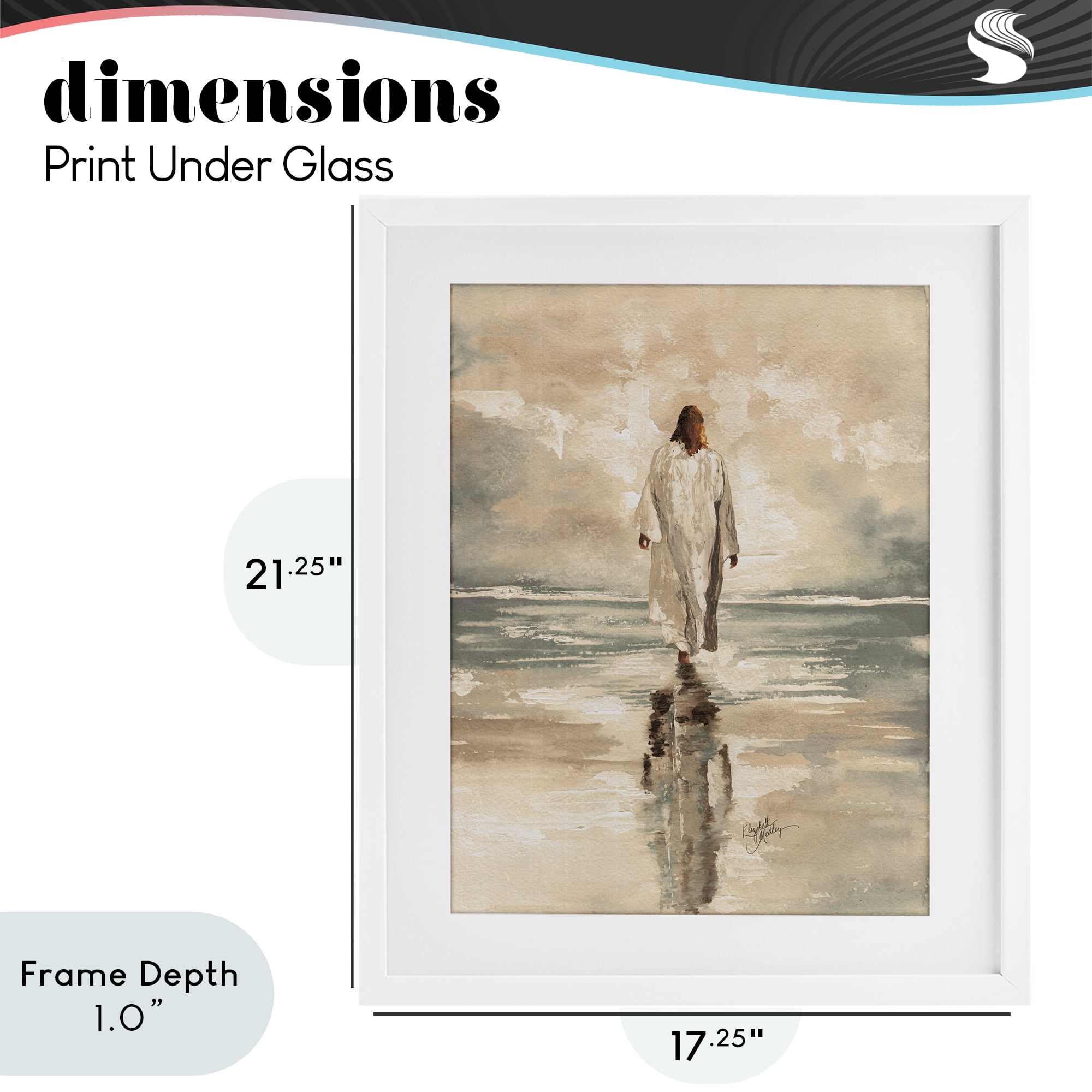 Stupell Industries Jesus Calms The Sea White Framed Print Under Glass, design by Elizabeth Medley