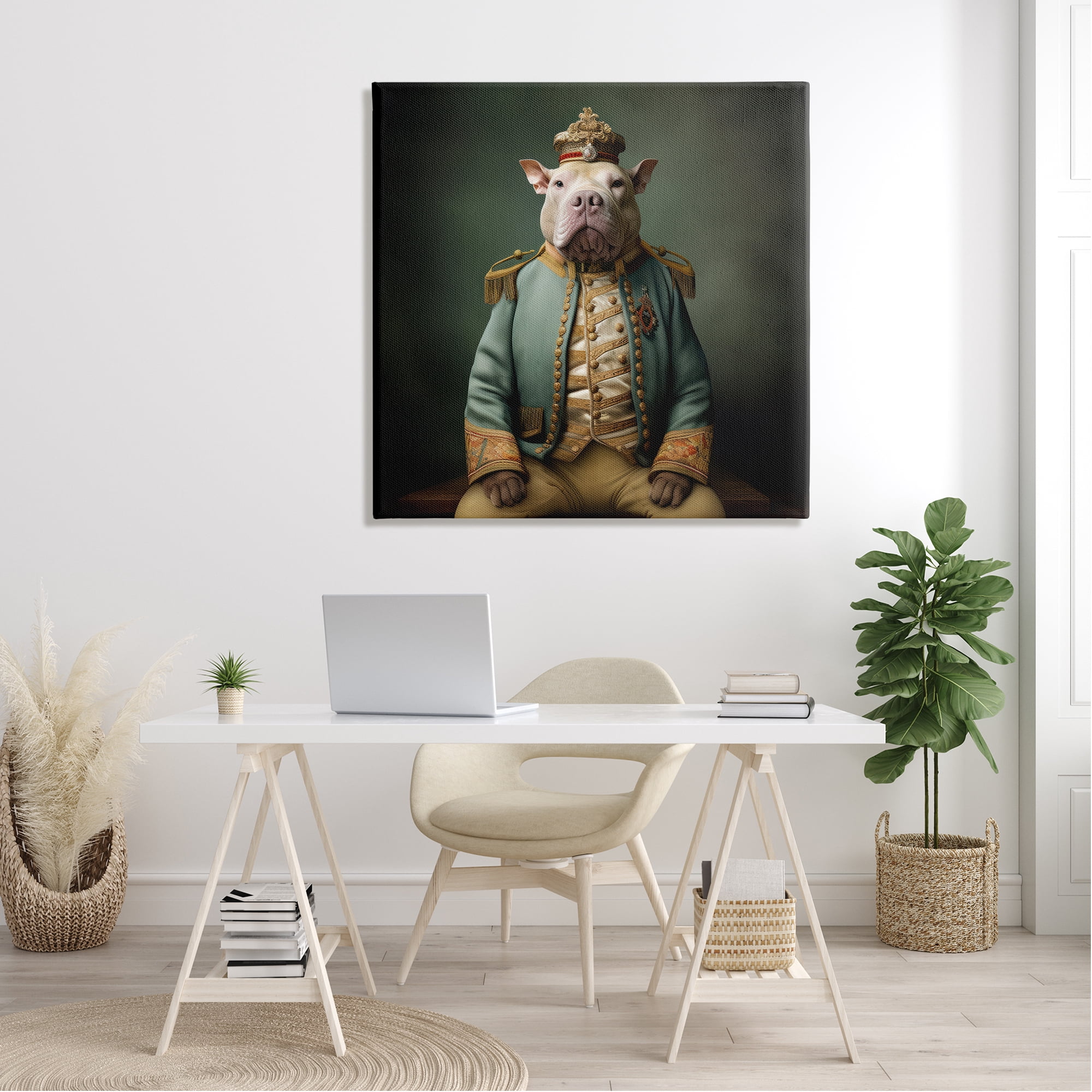 Stupell Industries Dog in Elegant Clothes Animals & Insects Painting Gallery Wrapped Canvas Art Print Wall Art, 36 x 36