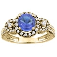 thumbnail image 1 of 14K Yellow Gold Diamond Halo Natural Tanzanite Ring Round 6mm, size 9.5, 1 of 2