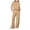 Khaki, variant on Fgnfyis Women 2 Piece Outfits Sweatsuit Summer Half Zip Sweatshirt Wide Leg Pant Sweat L Ounge Set Athletic Tracksuits Women's Trousers Suit Khaki S