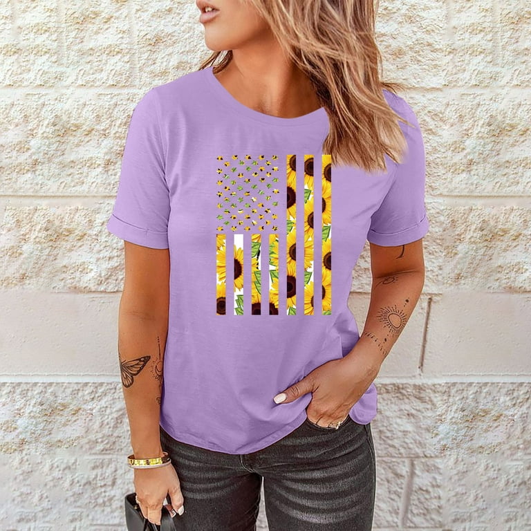 CZHJS Purple Tees Daily Women s Novelty T Shirts Holiday Clothes