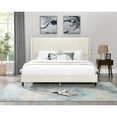 thumbnail image 2 of Rozitta Beige Velvet Wingback Platform Bed, Queen, 2 of 10