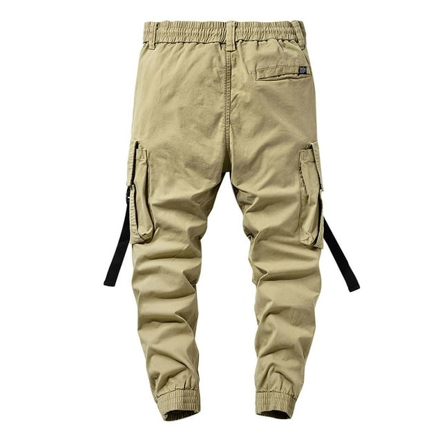 WEAIXIMIUNG Winter Overalls for Men Work Men Spring and Autumn Outdoor Bundle Feet Youth Leisure Solid Color Cargo Pants