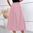 thumbnail image 4 of Bbyeadc Summer Skirts for Women A Line Midi Bubble Skirt Puffy Hem Elastic Waist Solid Color Skirts Swing Elegant Vacation Outfits,Pink (XL), 4 of 5