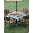 thumbnail image 3 of Easter Outdoor Tablecloth - 60x60 Inch Square Dining Table Cover, Spring Bunny Cow Carrots Colorful Egg Blue Plaid Waterproof Outdoor Table Cloth with Umbrella Hole & Zipper for Picnic/Patio/Party, 3 of 7