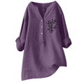 thumbnail image 1 of Blouse pour Femmes Imprimé Décontracté Ample Automne Col en V Manches Longues Chemise Hauts, 1 of 5