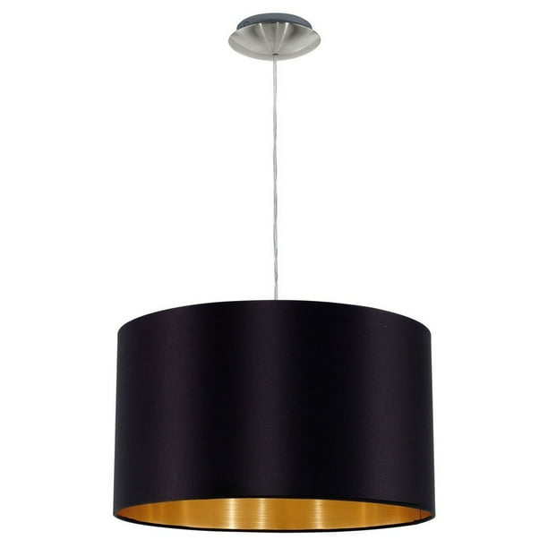 31599a Eglo Lighting Maserlo One Light Drum Pendant Satin Nickel Finish With Black Gold Fabric Walmart Com Walmart Com