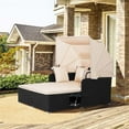 thumbnail image 4 of Costway Patio Rattan Daybed Lounge Retractable Top Canopy Side Tables Cushions Black + Beige, 4 of 10