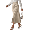 thumbnail image 2 of Falda de Satén de Seda con Cintura Alta y Cremallera para Mujer. Champán XL, 2 of 7