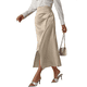 thumbnail image 2 of Falda de Satén de Seda con Cintura Alta y Cremallera para Mujer. Champán XL, 2 of 7