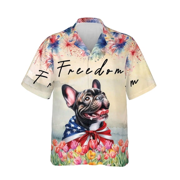 Freedom French Bulldog on Independence Day 4th of July Hawaiian Shirt Breathable Summer Unisex Merch Dog Lover Gifts - 01005