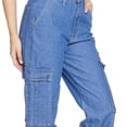 thumbnail image 4 of Pantalón Jeans Mom Tiro Alto Wide Leg Cargo Para Mujer Juvenil Cómodo 110109 azul 9 INCÃGNITA 110109, 4 of 5