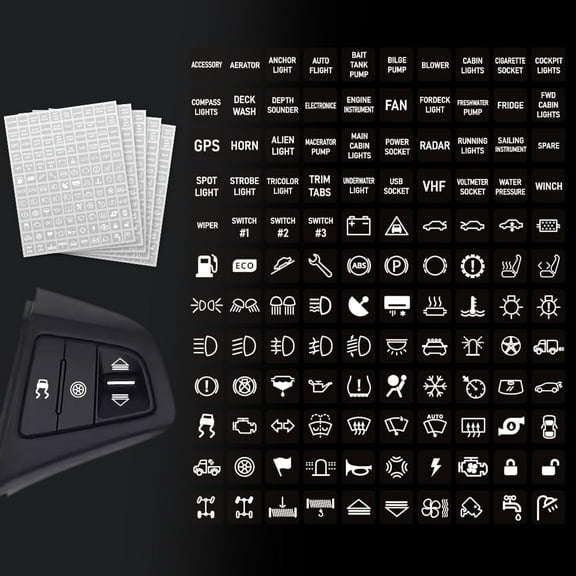 600 Pcs Car Switch Panel Stickers Auto Switch ID Label Decals White Dash Board Switch Label Decals for Car Boat Truck Campers 15x15mm diy