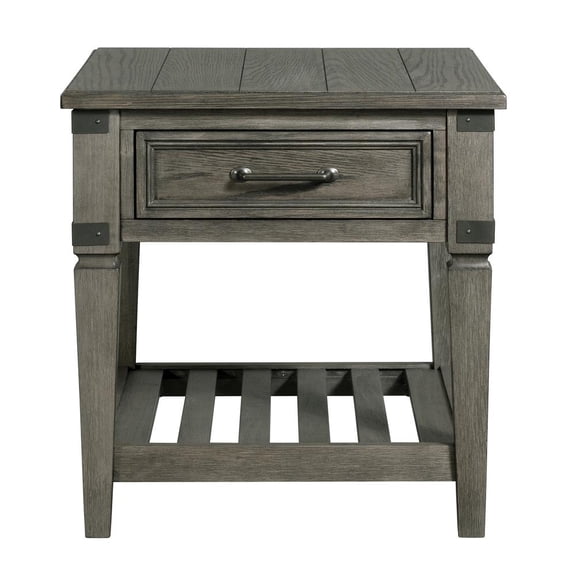 Intercon Furniture Foundry 24" Transitional Wood Veneer End Table in Pewter