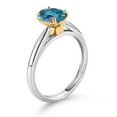 thumbnail image 3 of Gem Stone King 10K White and Yellow Gold London Blue Topaz Solitaire Engagement Ring for Women (1.50 Cttw, Oval 8X6MM, Gemstone November Birthstone, Available in Size 5, 6, 7, 8, 9), 3 of 4