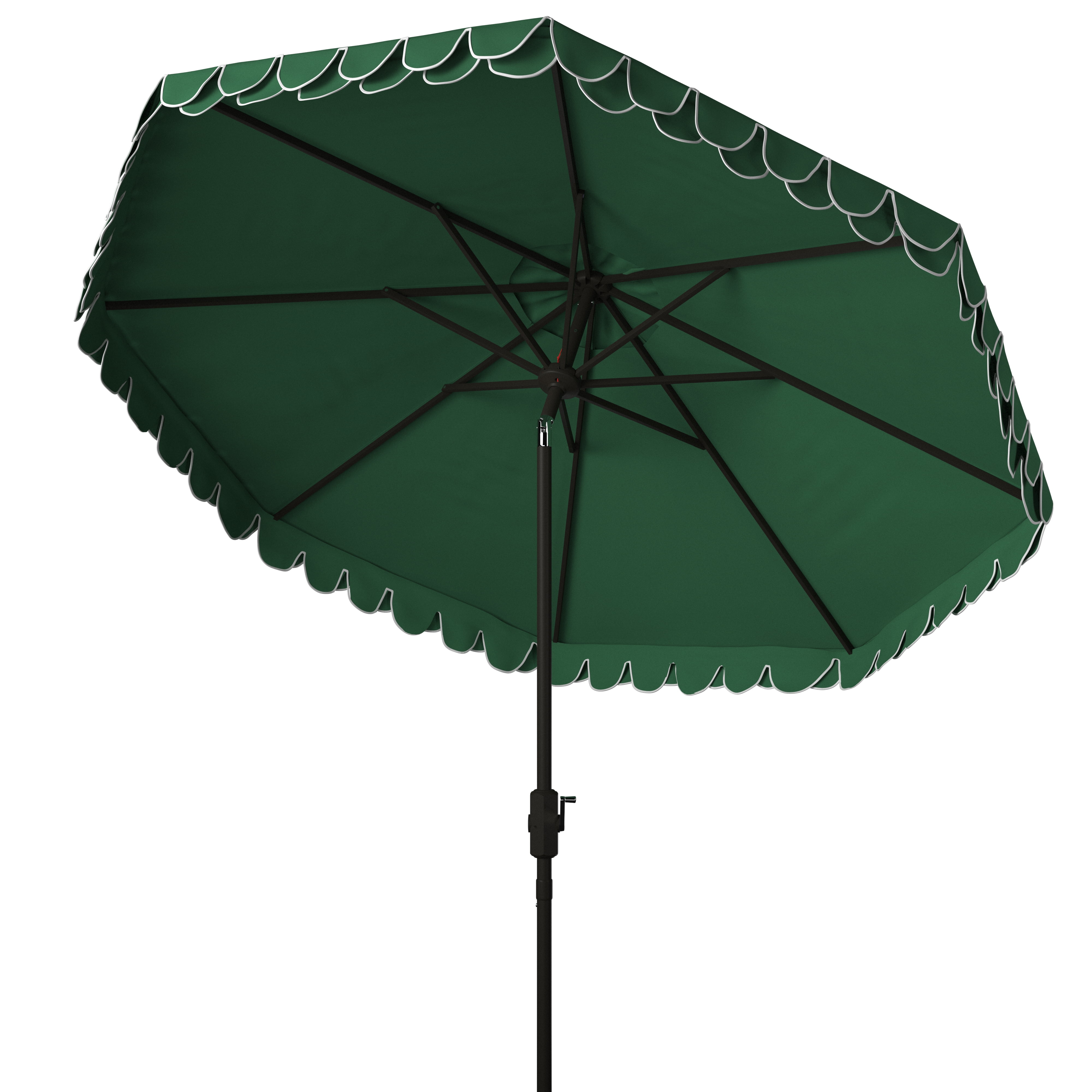 SAFAVIEH Elegant 9' Market Auto Tilt Patio Umbrella, Hunter Green