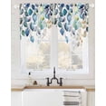 thumbnail image 2 of Blue Teal Botanical Swag Valances for Windows, Weeping Fall Eucalyptus Leaves Rod Pocket Sheer Valances for Large Windows, Swag Toppers Light Filtering for Kitchen Living Room 2 Panels 36''x63'', 2 of 6