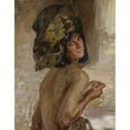 thumbnail image 2 of Jan Ciągliński 15x18 Black Ornate Wood Framed Double Matted Museum Art Print Titled - Study of a Woman for the Painting “East” (1910), 2 of 5
