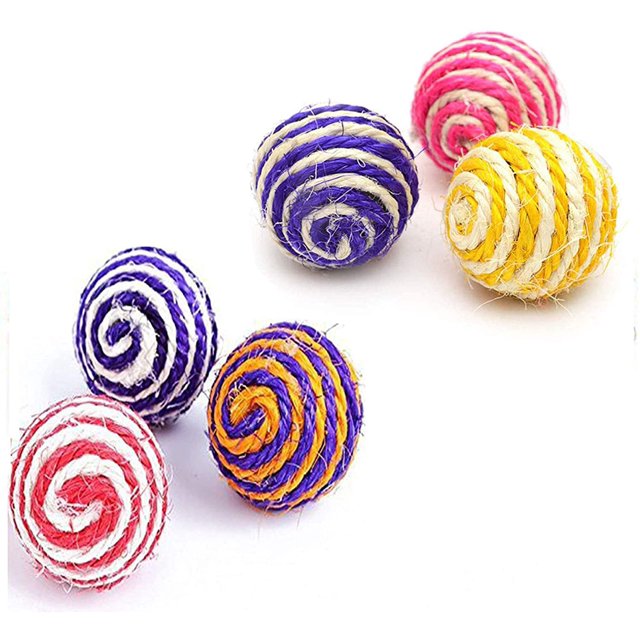 6 uds Sisal Ball Safe Pet Chew Toy para gatos gatitos accesorio DIY juguete suministros para mascotas (color aleatorio) MFZFUKR YQ-054