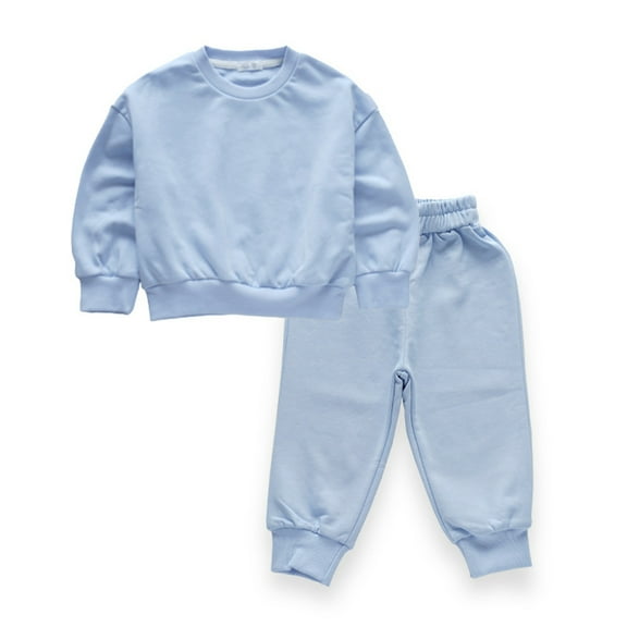 KYAIGUO Toddler Kids Round Neck Sweatshirt Sweatpants Boys Girls Casual Long-Sleeve Top Pants 2PCS Outfit for Infant 12 Months to 5 Years