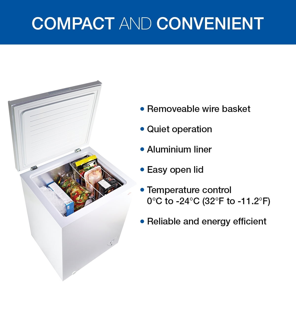 Koolatron Chest Freezer 7.0 cu ft (195L), White, Manual Defrost