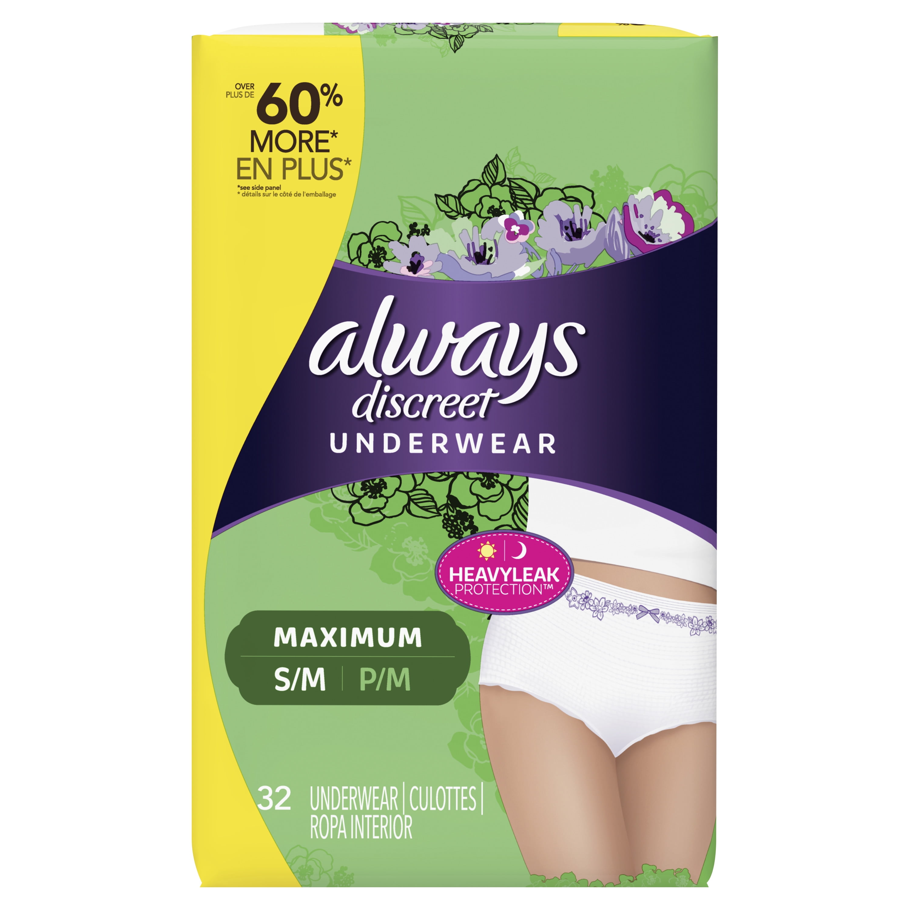 Always Discreet, Incontinence Underwear for Women, Maximum Protection