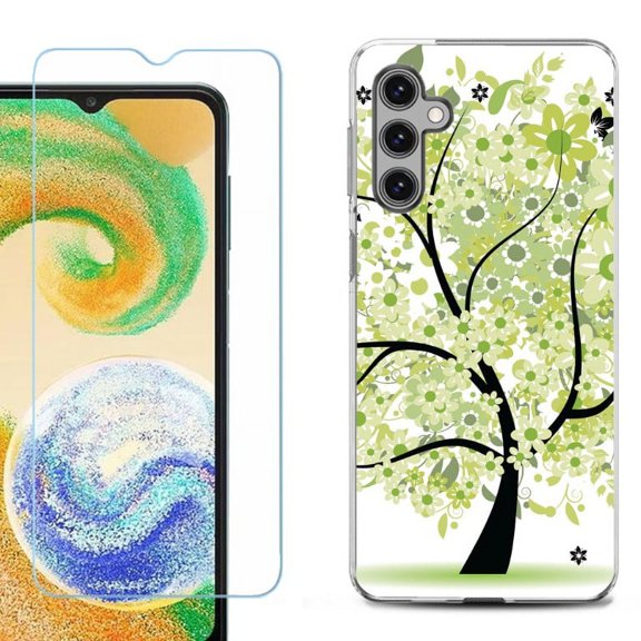 OneToughShield ® Compatible with Samsung Galaxy S24  S24 Plus, Shockproof Fashion Phone Case, with Tempered Glass Screen Protector - Green Tree