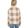 thumbnail image 5 of MixMatchy Women's Long Sleeve Sherpa Half Zip Up Checkered Print Soft Pullover, 5 of 6