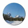 thumbnail image 1 of Winter Mouse Pad for Computers, Snowy Mountains with Peaks and Forest View Under Early Sunlight, Round Non-Slip Thick Rubber Modern Gaming Mousepad, 8" Round, Sea Blue White, by Ambesonne, 1 of 2
