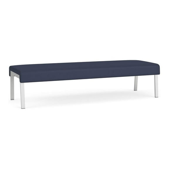 Waterfall Reception Waiting Room Healthcare 3-Seat Bench / Silver Steel / Blue