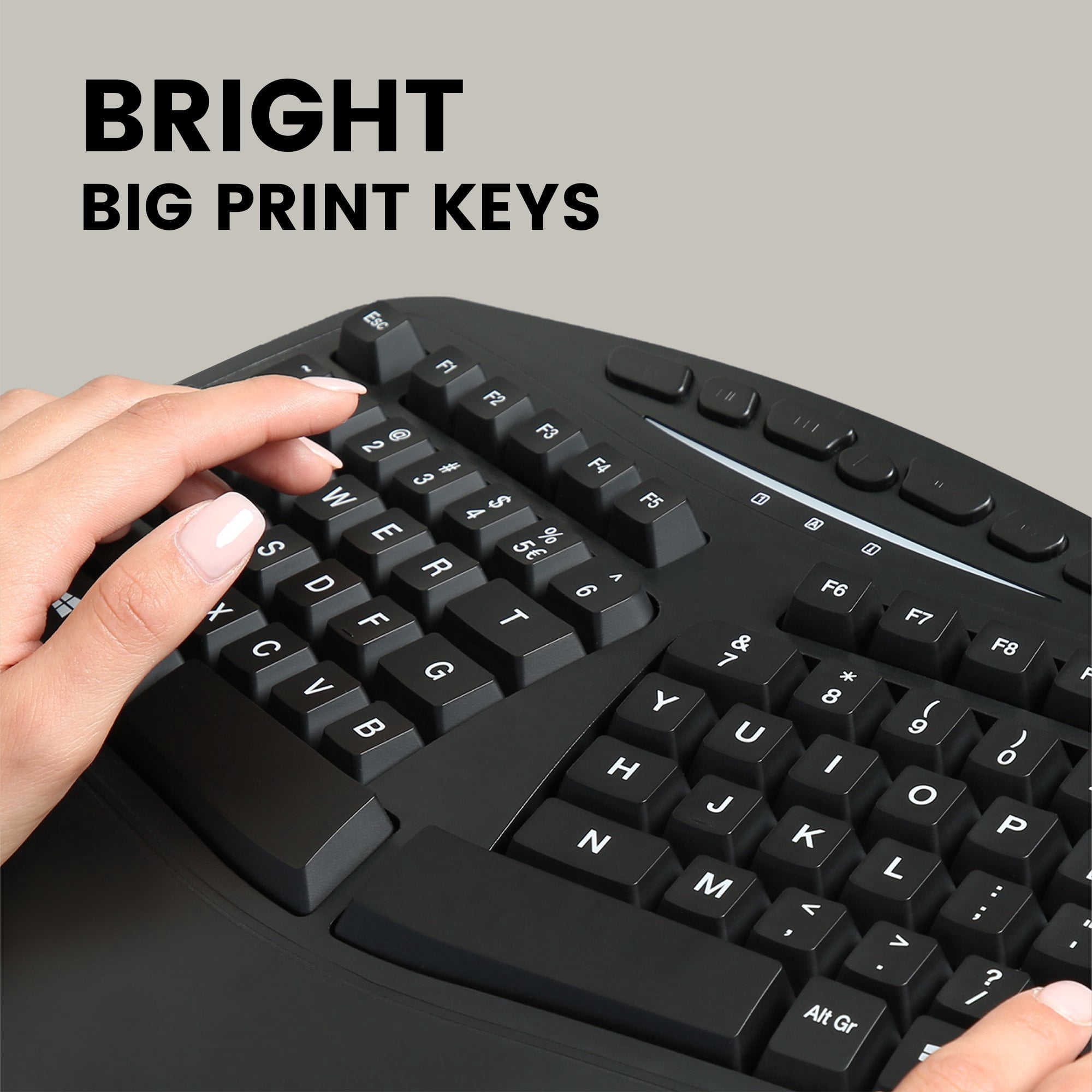 Perixx Periboard-312 - Black - Wired USB Backlit Ergonomic Computer Keyboard - US Layout