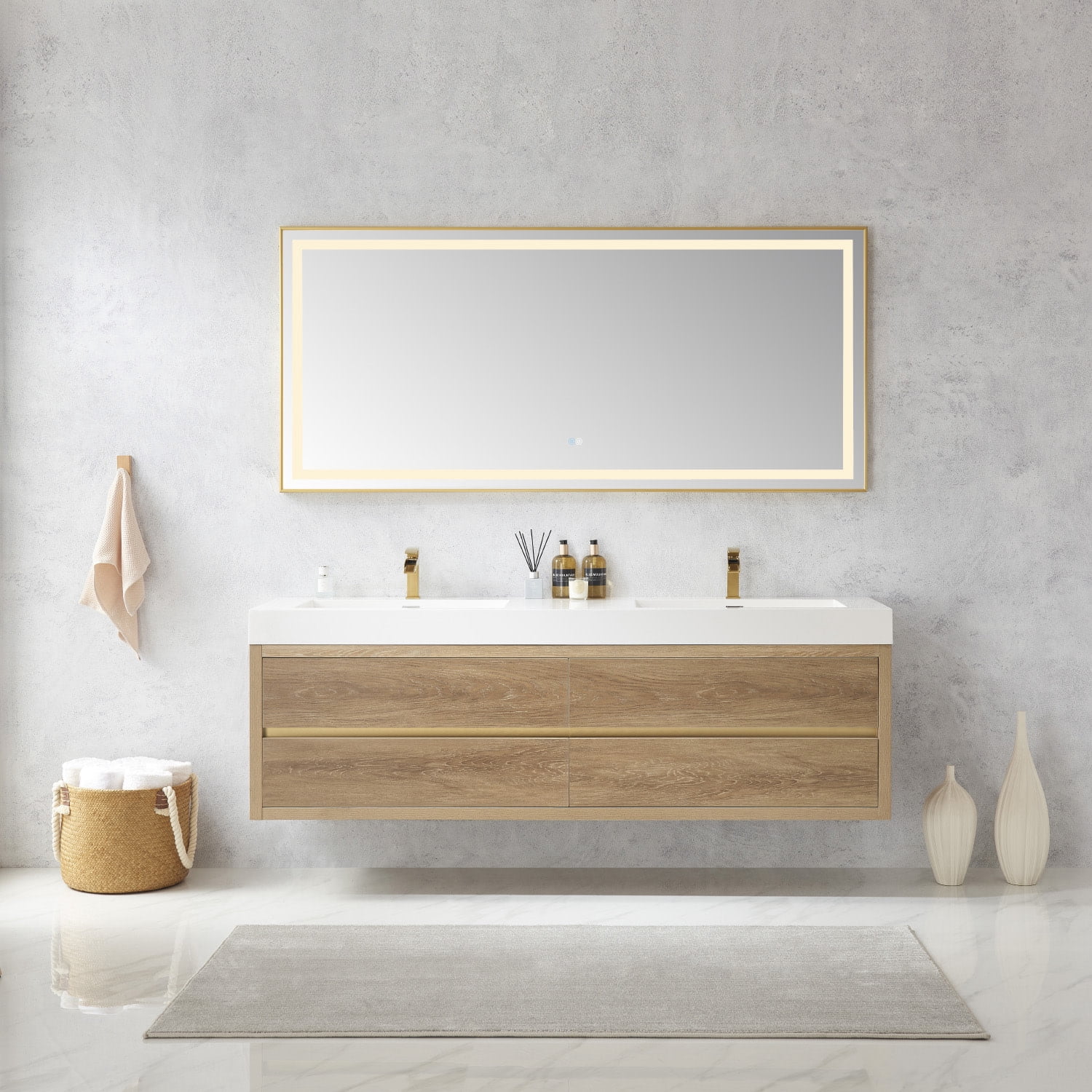 Miseno Mv703172 Palencia 72" Free Standing Double Basin Vanity Set - North Carolina Oak