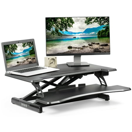 Vivo Black Electric Height Adjustable Standing Desk Workstation