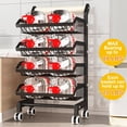 thumbnail image 5 of 4-Tier Rolling Snack and Storage Cart with Wheels, Adjustable Metal Wire Basket Organizer for Fruits Vegetables Snacks Jars and Containers, Kitchen Pantry Organization (Black), 5 of 6