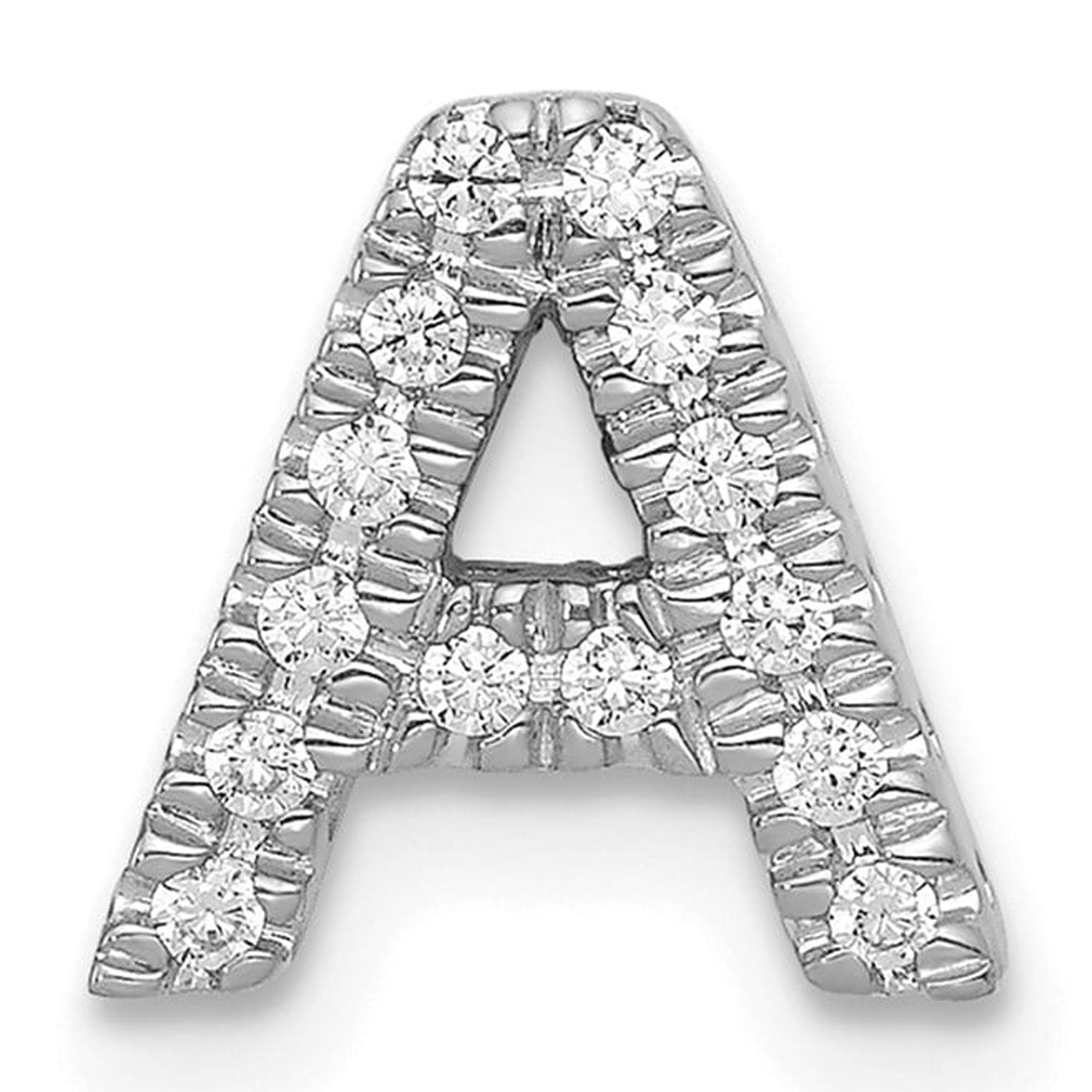 14k White Gold Diamond Initial Necklace for Women, Pavé Letter A Pendant with Round Cut Stones, Dainty Monogram Jewelry for Everyday Wear, Personalized Elegant Charm Layering Accessory