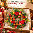 thumbnail image 4 of 24 Inch Christmas Wreath for Front Door, Artificial Holiday Floral Wreath with Red Dahlias, Roses, Apples, Pinecones and Berries, Winter Door Decor, 4 of 7