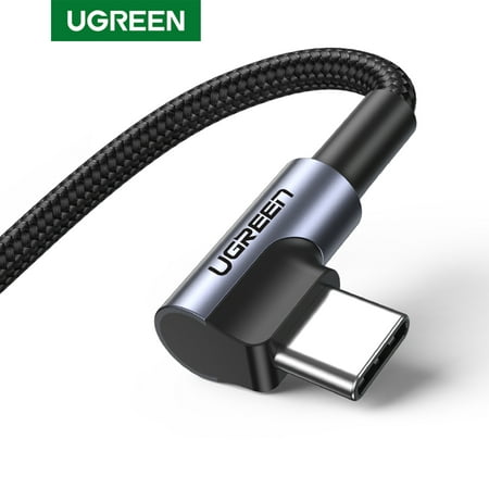 UGREEN USB C Cable 3FT, Right Angle USB A to USB C Cable, Nylon Braided Type C Fast Charging Cable Compatible for Samsung Galaxy S23 Ultra S10 Note 10, iPad Mini 6, Pixel 7, Switch,PS5 Black