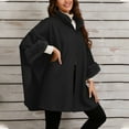 thumbnail image 5 of Ediodpoh Ladies Fashion Loose Plush Collar with Solid Color Windproof Cape Coat Elegant Outerwear Black, 5 of 7