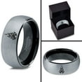thumbnail image 4 of Tungsten Fire Flame Burning Emblem Band Ring 8mm Men Women Comfort Fit Black Dome Brushed Gray Polished, 4 of 4