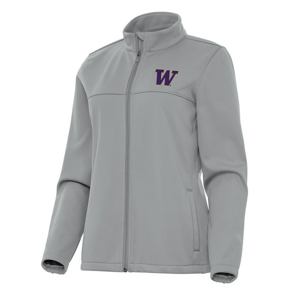 Women's Antigua Gray Washington Huskies Links 2 Full-Zip Golf Jacket