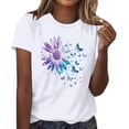 thumbnail image 2 of Blmnix Cotton Shirts Shirts for Women Graphic T Shirts Pullover T Shirts Short Sleeve Crew Neck White Womens Oversized Tee Shirts,XXL, 2 of 5