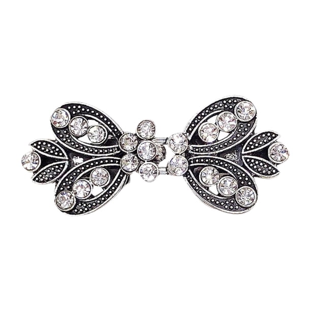 Broche con clip para suéter, decorativo, cuello ahuecado, accesorios fáciles de usar, cárdigan Negro