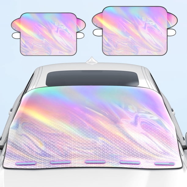 Parasol de coche para parabrisas delantero | Ajuste universal | Fijación magnética | Aislamiento térmico y protección solar | Todas las estaciones | Papel de aluminio PE Algodón | 160x120cm