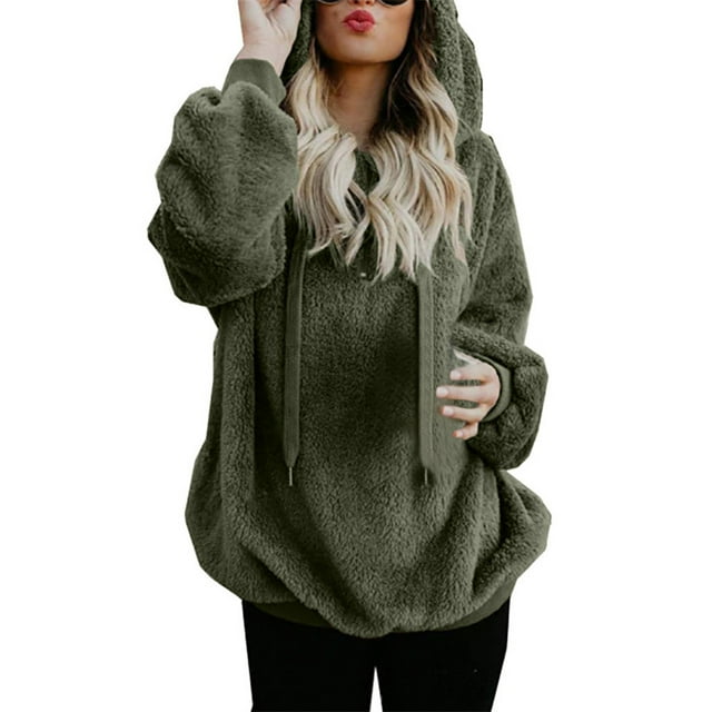 Women Solid Color Coat Button Down Overcoat Long Sleeve Cardigan Warm Winter Overcoat Windproof Outer Coat Fluffy Jacket