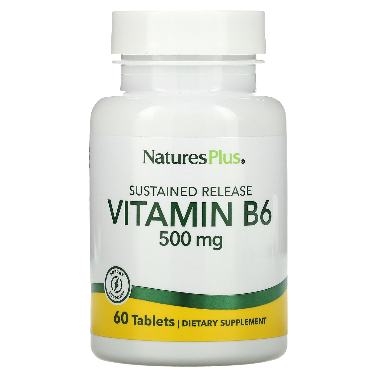 Nature's Plus Vitamin B6, Sustained Release, 500 mg, 60 Tablets