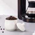 thumbnail image 4 of Azucarero de cerámica con tapa y cuchara, tarro de almacenamiento de porcelana blanca para azúcar, sal y pimienta, 7 onzas, 4 of 5