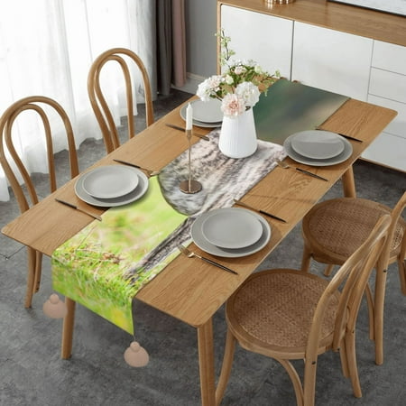 

Whippet Dogs Lawn Dogs Gray Dogs Pets Table Runner Imitation Linen Table Runner With Khaki Tassels For Party And Dining Room 14 x 60